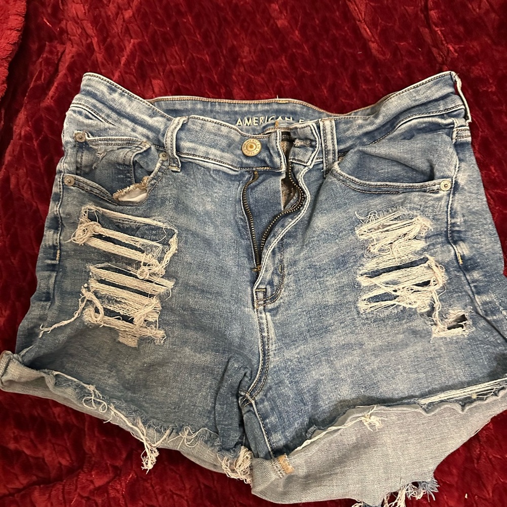 American Eagle Outfitters Blue High-Waisted Jean Shorts